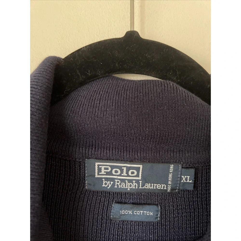 Vintage Polo Ralph Lauren 1/4 Zip Pullover, Blue Flag Logo Patch Size XL 90s Y2K
